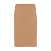 Gebreide Midi Rok Kameel Bruin Nude , Brown , Dames