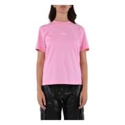 Logo Print Regular Fit T-Shirt Msgm , Pink , Dames