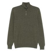 Luxe Cashmere Half-Zip Gebreide kleding Fedeli , Green , Heren