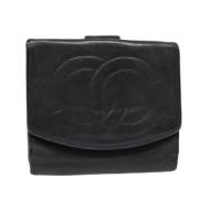 Pre-owned Leather wallets Chanel Vintage , Black , Dames