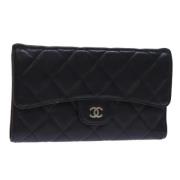 Pre-owned Leather wallets Chanel Vintage , Black , Dames