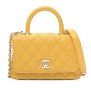 Pre-owned Leather chanel-bags Chanel Vintage , Yellow , Dames