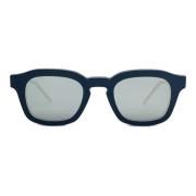 Zwarte Rechthoekige Zonnebril met Blauwe Lens Thom Browne , Black , He...