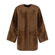 Bruin Leren Jas Atelier Max Mara , Brown , Dames