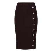 Bruine Geribbelde Wollen Rok met Zilveren Knopen Pinko , Brown , Dames