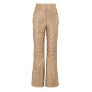 Beige Jacquard Broek met Quilting Fendi , Beige , Dames