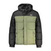 Groene waterafstotende jas met capuchon Fila , Green , Heren