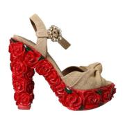 Roze Hak Sandalen Beige Kristal Platform Dolce & Gabbana , Beige , Dam...