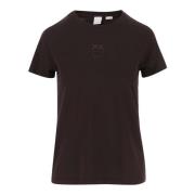 Geborduurd Logo Zwart Katoenen T-shirt Pinko , Black , Dames