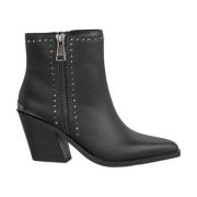 Enkellaarsjes met hak en studs Alma EN Pena , Black , Dames