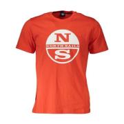 Rood Logo T-shirt voor Mannen North Sails , Orange , Heren