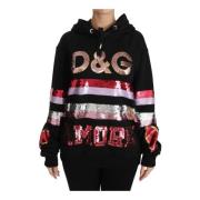 Amore Sequined Hoodie - Zwart Dolce & Gabbana , Black , Dames