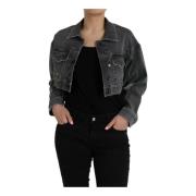 Donkergrijze Cropped Denim Jack Dolce & Gabbana , Black , Dames