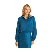 Satijnen shirt met kralen Alma EN Pena , Blue , Dames