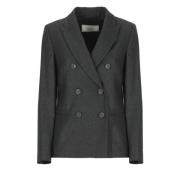 Donkergrijze Dubbel-Borst Wollen Blazer Peserico , Gray , Dames