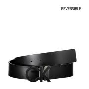 Zwarte Leren Riem Calvin Klein , Black , Heren