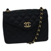 Pre-owned Satin chanel-bags Chanel Vintage , Black , Dames