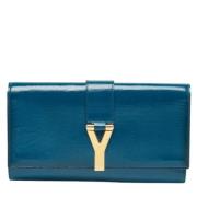 Pre-owned Leather clutches Yves Saint Laurent Vintage , Blue , Dames