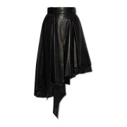 Asymmetrisch gesneden leren rok Balmain , Black , Dames