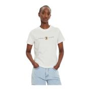 Geborduurd logo katoenen T-shirt - Wit Tommy Jeans , White , Dames