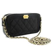 Pre-owned Leather wallets Chanel Vintage , Black , Dames