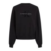 Zwarte Logo Sweater - Rechte pasvorm Calvin Klein , Black , Dames