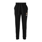 Zwarte Logo Patch Teddybeer Broek Moschino , Black , Heren