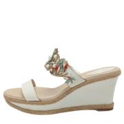 Pre-owned Leather sandals René Caovilla Pre-owned , White , Dames