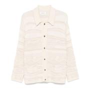 Witte 3D Cardigan met Strepen Laneus , White , Heren