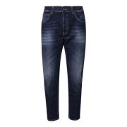 Blauwe Katoenen Indigo Slim Jeans Dondup , Blue , Heren