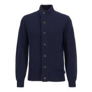 Blauwe Merinowollen trui met Alcantara elleboogpatches Barbour , Blue ...