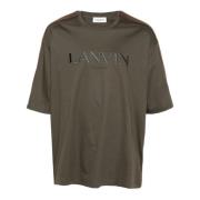 Bruine Chevron Logo T-shirt Lanvin , Brown , Heren