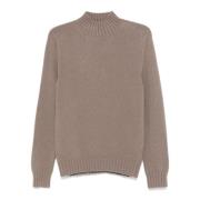 Bruine Kasjmier Wol Trui Geribbelde Jumper Fedeli , Brown , Heren