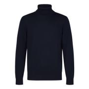 Navy Blue Turtleneck Sweater met Eagle Borduurwerk Emporio Armani , Bl...