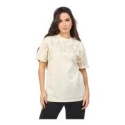 Dames Basic Logo T-shirt Wit Disclaimer , Beige , Dames