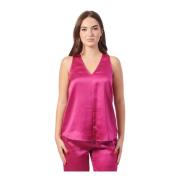 Fuchsia V-hals Satijnen Top Armani Exchange , Pink , Dames