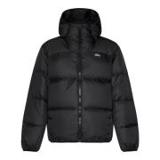 Zwarte gewatteerde jas met capuchon Aw24 Lacoste , Black , Heren