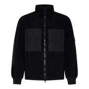 Zwarte Teddy-Effect Track Top Jas Stone Island , Black , Heren