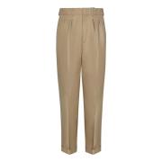 Beige Satijnen Katoenen Broek Aw24 Tom Ford , Beige , Heren