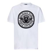 Wit Katoenen Crewneck T-Shirt Balmain , White , Heren