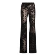 Zwarte Slim-Fit Jacquard Velvet Broek Etro , Black , Dames