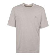 Luxe Katoenen T-shirt Melange Effect Brunello Cucinelli , Gray , Heren