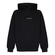 Zwarte Bouclé Lettering Hoodie Aw24 Emporio Armani , Black , Heren