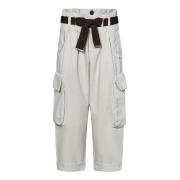 Witte Cargo Broek Ronfare Stijl Pinko , White , Dames