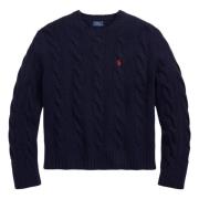 Navy Blue Klassieke Kabel Gebreide Trui Polo Ralph Lauren , Blue , Dam...