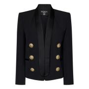 Zwarte Wol Kort Jack Balmain , Black , Dames