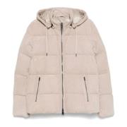 Beige Suède Puffer Jas Herno , Beige , Heren