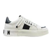 Witte en Zwarte Logo Sneaker Icon Denim , White , Heren