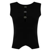 Omkeerbare Zwarte Mouwloze Top Twinset , Black , Dames