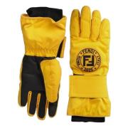 Skihandschoenen met logo Fendi , Yellow , Dames